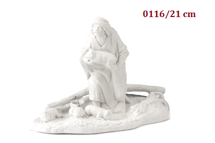 Figura de escayola, pastor con cerdos