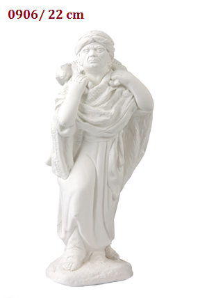 Figuras de escayola para belén, pastor con oveja al hombro